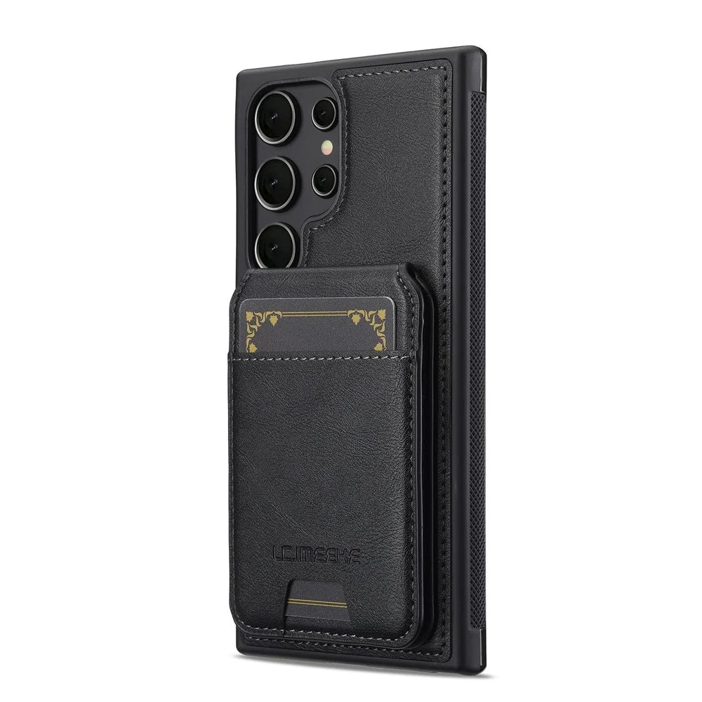 LC.IMEEKE L3 For Samsung	Galaxy S25 Ultra Magnetic Case Detachable Card Holder Leather + TPU Mobile Cover - Black - 2