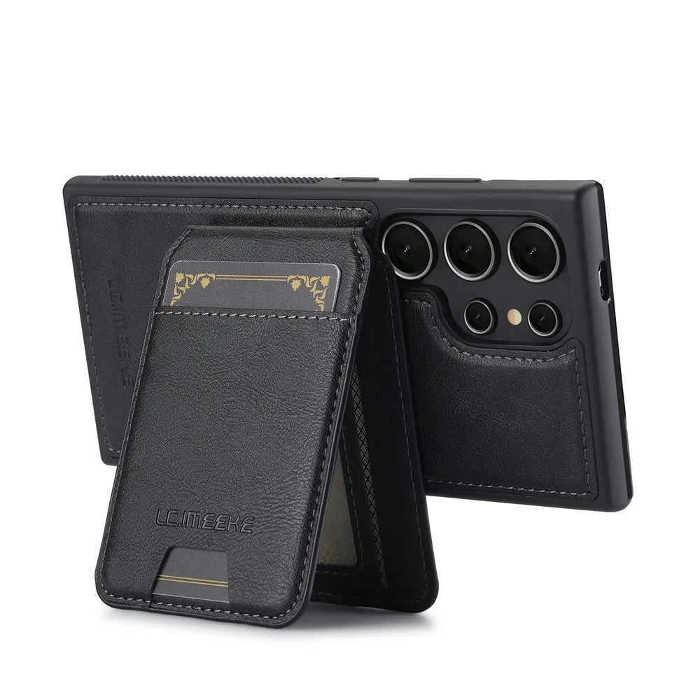 LC.IMEEKE L3 For Samsung	Galaxy S25 Ultra Magnetic Case Detachable Card Holder Leather + TPU Mobile Cover - Black - 7