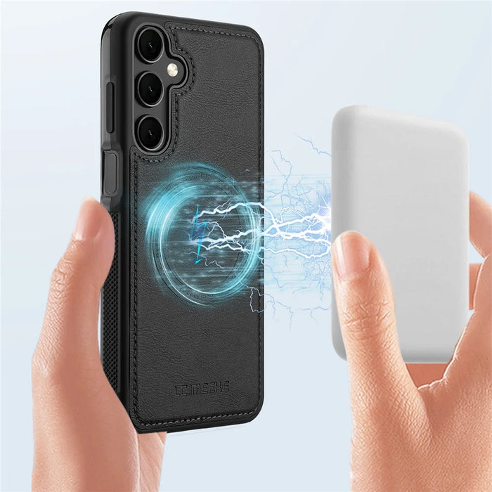 LC.IMEEKE For Samsung Galaxy S25 Magnetic Magnetic Case Leather TPU Back Cover - Black - 7