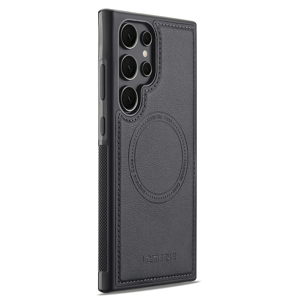 LC.IMEEKE For Samsung Galaxy S25 Ultra Magnetic Case Leather TPU Back Cover - Black - 2