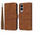For Samsung Galaxy S25 Edge Case Wallet Skin-Touch Leather Imprinted Phone Cover - Brown - 1