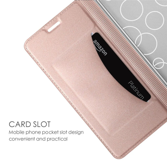 For iPhone 17e / 16e Case PU Leather Phone Cover with Card Holder Stand - Rose Gold - 3
