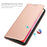 For iPhone 17e / 16e Case PU Leather Phone Cover with Card Holder Stand - Rose Gold - 4