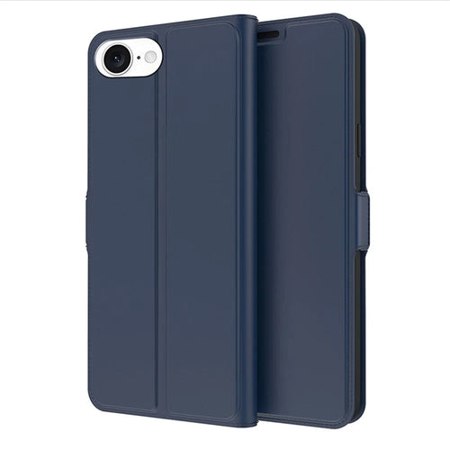 For iPhone 17e / 16e Case Shockproof TPU Inner Shell Leather Phone Cover Card Slot - Blue - 1