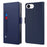 For iPhone 17e / 16e Case Stand PU Leather Phone Cover Card Holder Mirror - Blue - 1