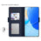 For iPhone 17e / 16e Case Stand PU Leather Phone Cover Card Holder Mirror - Blue - 3