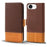 For iPhone 17e / 16e Case Color Splicing PU Leather Wallet Phone Cover - Brown - 1
