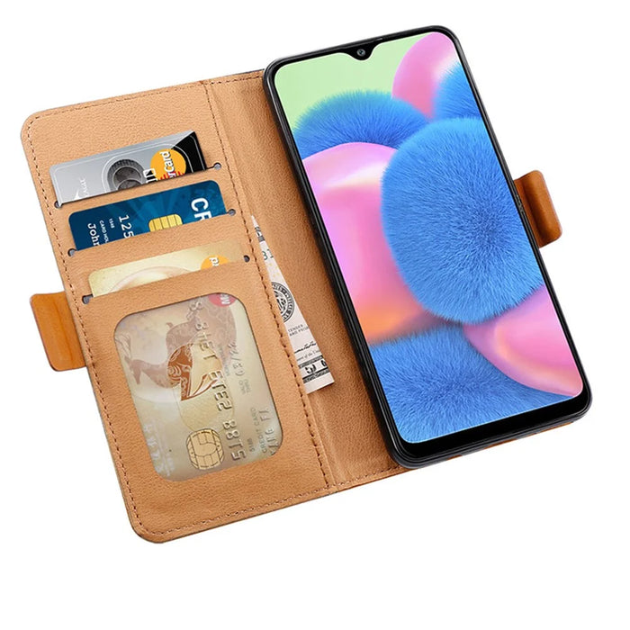 For iPhone 17e / 16e Case Color Splicing PU Leather Wallet Phone Cover - Brown - 2
