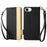 For iPhone 17e / 16e Case Color Splicing PU Leather Card Holder Phone Cover with Strap - Black - 1
