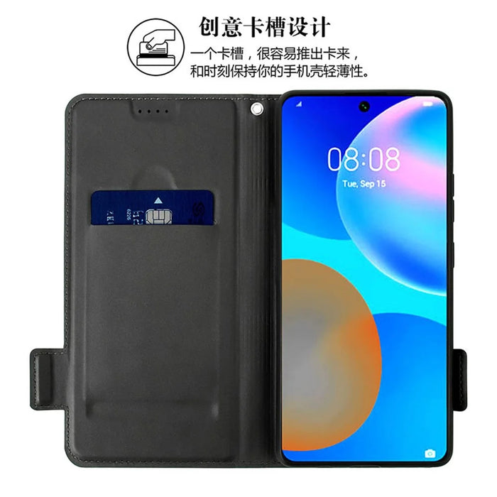 For iPhone 17e / 16e Case Color Splicing PU Leather Card Holder Phone Cover with Strap - Black - 2