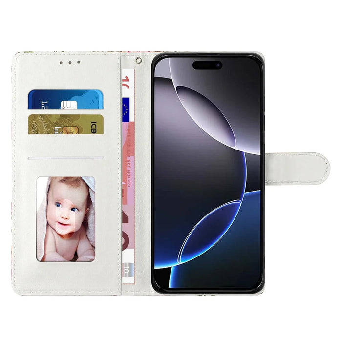For iPhone 16 Pro Max Wallet Phone Case PU Leather Flip Cover with Stand Card Holder Painted Design - Butterfly - 3