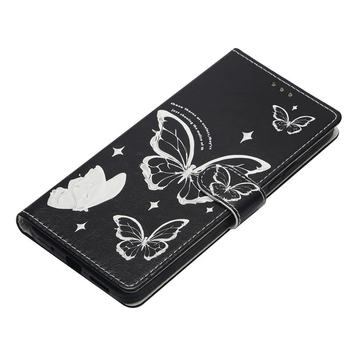 For iPhone 16 Pro Max Wallet Phone Case PU Leather Flip Cover with Stand Card Holder Painted Design - Butterfly - 4
