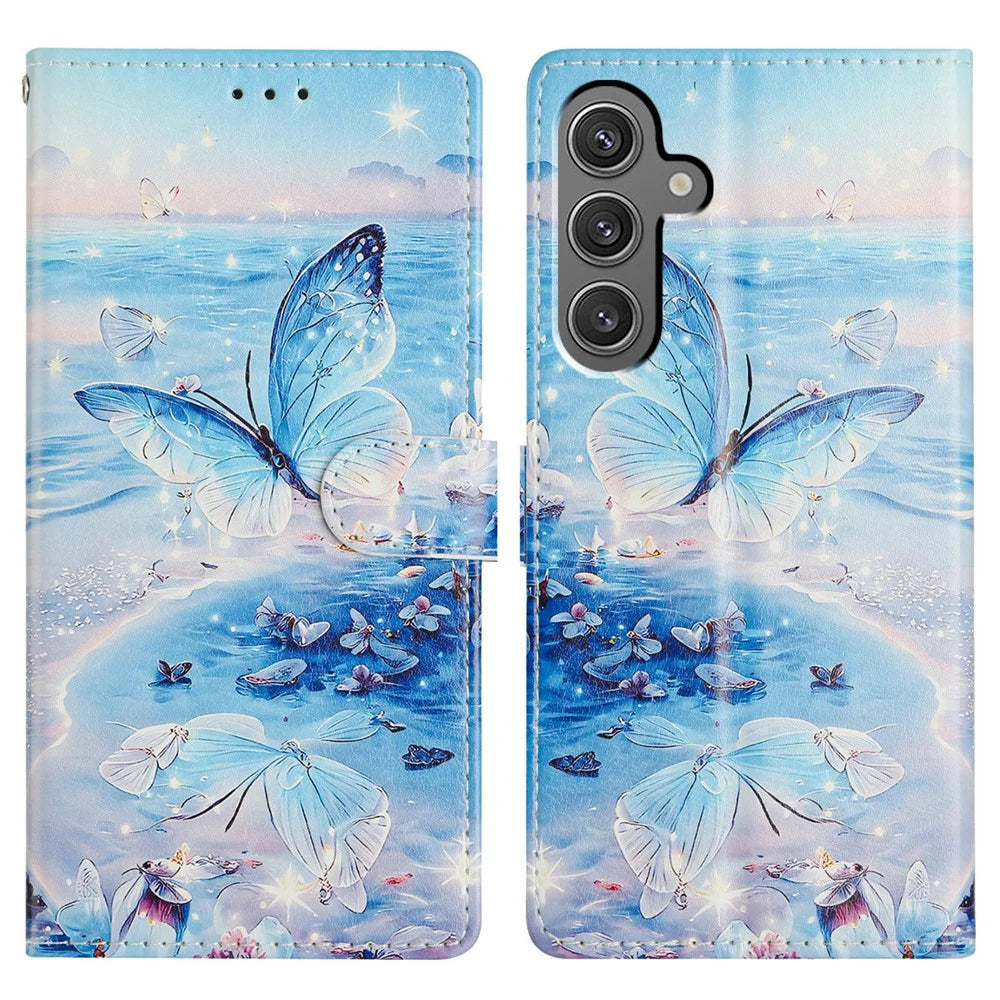 For Samsung Galaxy A36 5G Case Pattern Printing Wallet Stand Flip Leather Phone Cover - Ocean Butterfly - 1