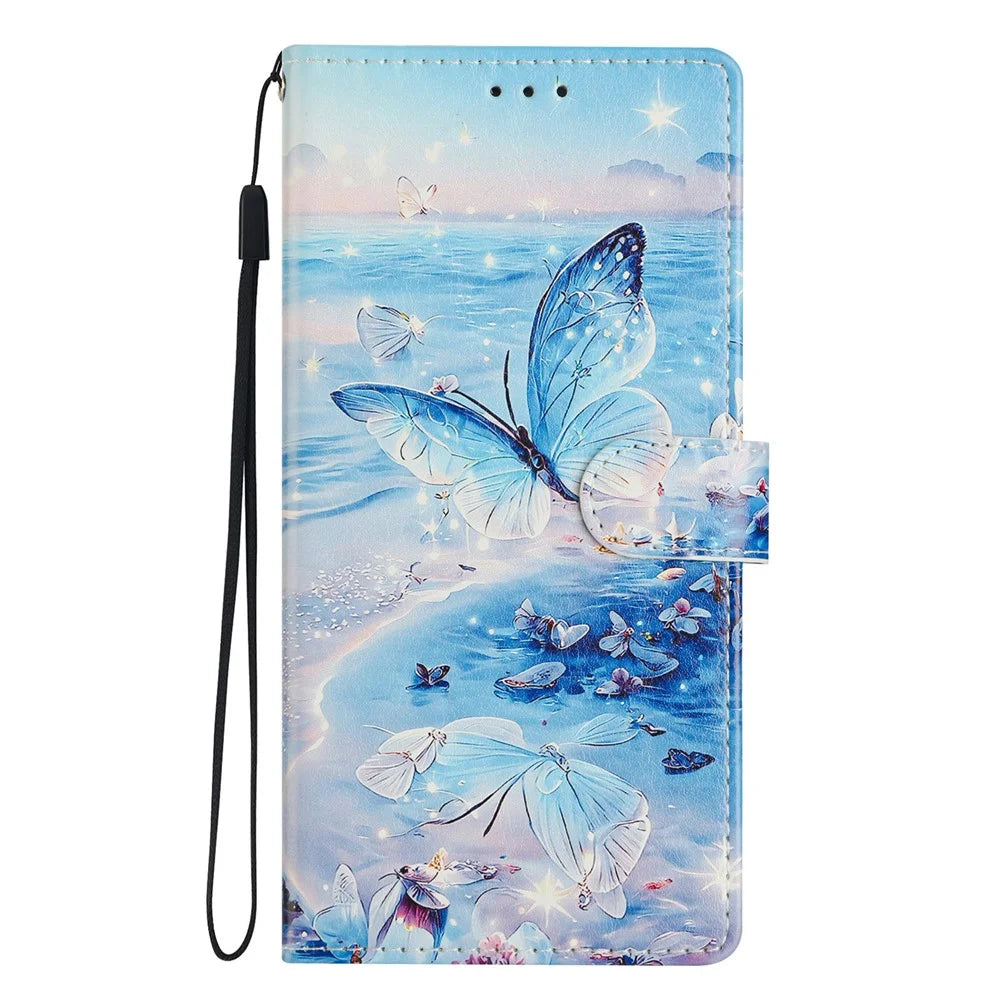 For Samsung Galaxy A36 5G Case Pattern Printing Wallet Stand Flip Leather Phone Cover - Ocean Butterfly - 7