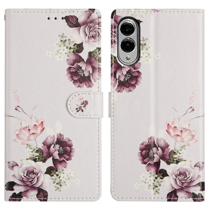 For Samsung Galaxy S25 Edge Case Pattern Printing Wallet Stand Flip Leather Phone Cover - Cross Rose - 1