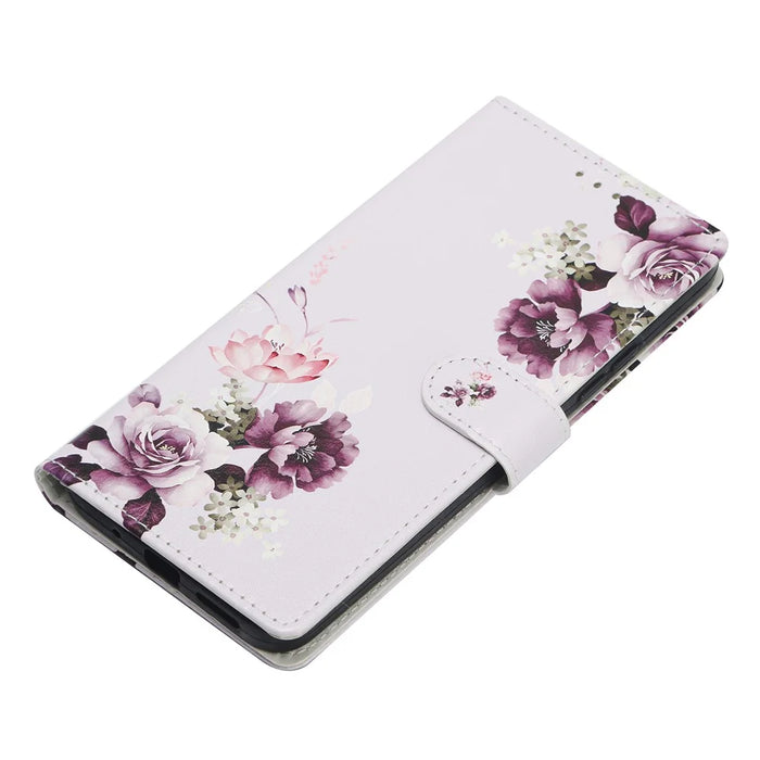 For Samsung Galaxy S25 Edge Case Pattern Printing Wallet Stand Flip Leather Phone Cover - Cross Rose - 4