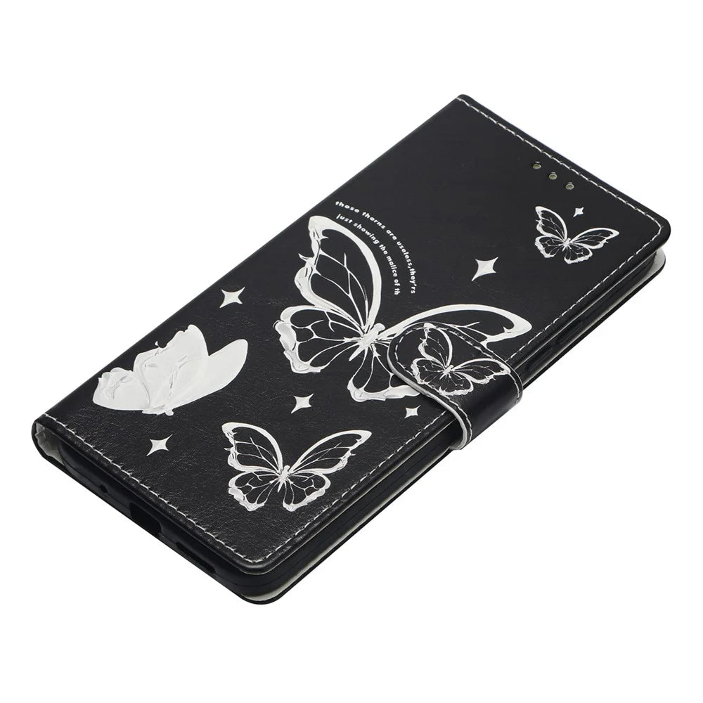 For Samsung Galaxy A25 5G (Global) (161.0 x 76.5 x 8.3mm) Leather Case Pattern Printing Wallet Stand Flip Phone Cover - Butterfly - 4