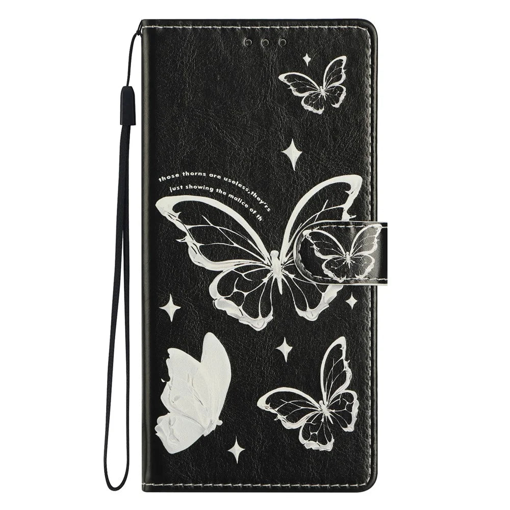 For Samsung Galaxy A25 5G (Global) (161.0 x 76.5 x 8.3mm) Leather Case Pattern Printing Wallet Stand Flip Phone Cover - Butterfly - 7
