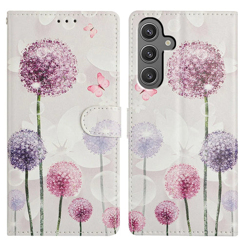 For Samsung Galaxy A34 5G Case Pattern Printing Wallet Stand Flip Leather Phone Cover - Dandelion - 1