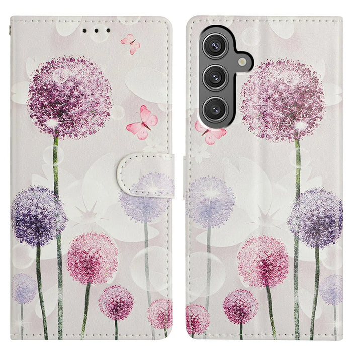 For Samsung Galaxy A34 5G Case Pattern Printing Wallet Stand Flip Leather Phone Cover - Dandelion - 1