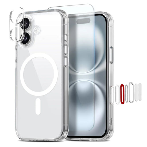 NORTHJO For iPhone 16 Plus Magnetic Case PC + TPU Phone Cover Set with Front Screen Protector + Lens Film - 1