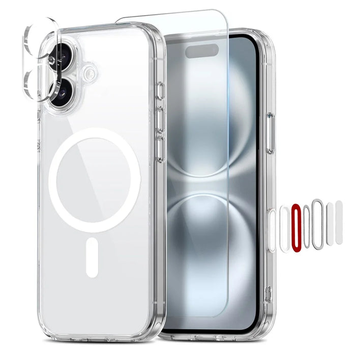NORTHJO For iPhone 16 Plus Magnetic Case PC + TPU Phone Cover Set with Front Screen Protector + Lens Film - 1