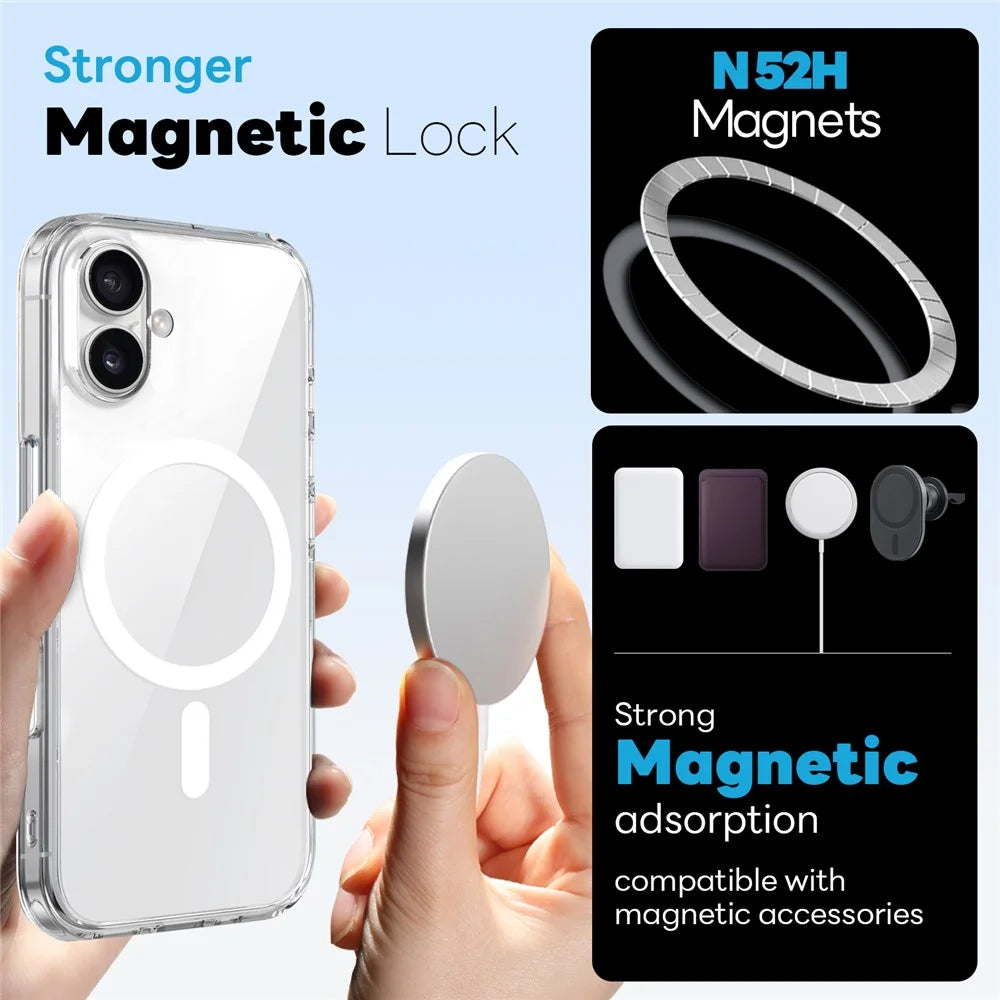NORTHJO For iPhone 16 Plus Magnetic Case PC + TPU Phone Cover Set with Front Screen Protector + Lens Film - 4