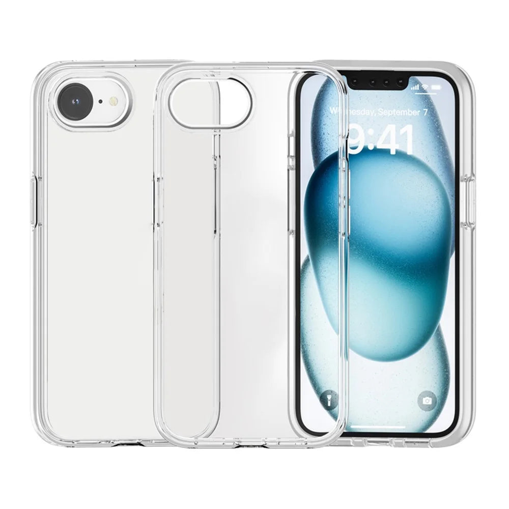 For iPhone 17e / 16e Magnetic Case Support Wireless Charging PC + TPU Clear Phone Cover - Transparent - 1