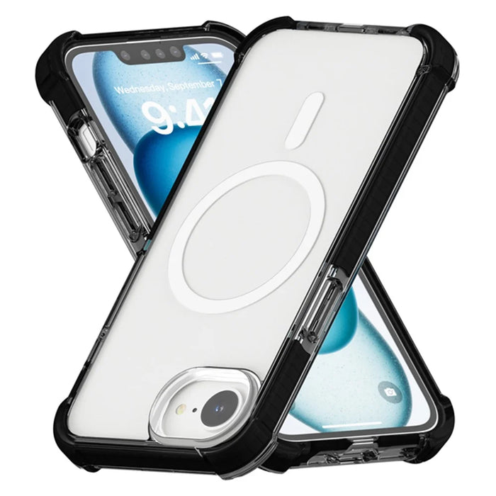 For iPhone 17e / 16e Case Clear Acrylic Magnetic TPU + TPE + PC Shockproof Phone Cover - Black - 3