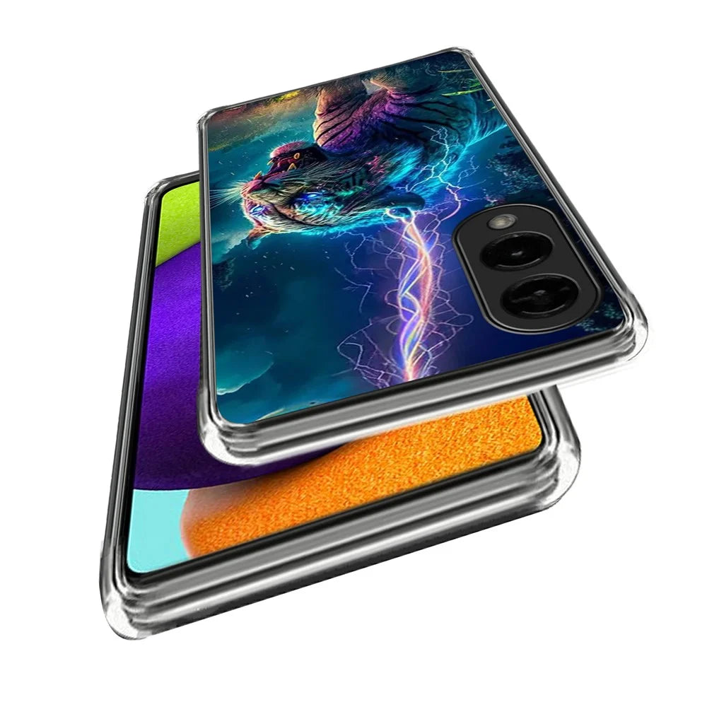 For Samsung Galaxy S25 Edge Case IMD Pattern Printed Shockproof TPU Phone Cover - Lightning Tiger - 2