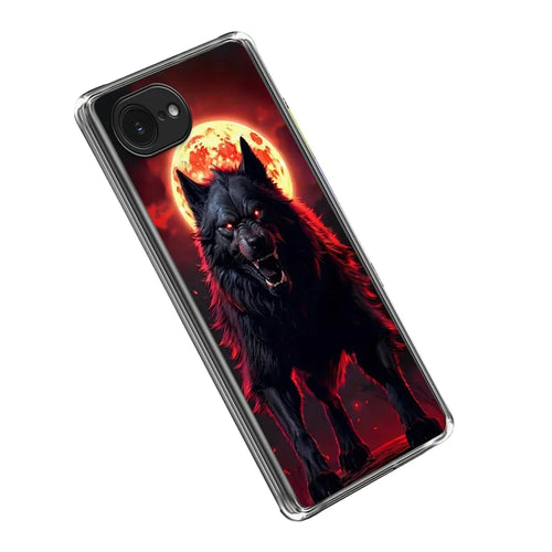 For iPhone 17e / 16e Case IMD Pattern Printed Shockproof TPU Phone Cover - Black Wolf - 1