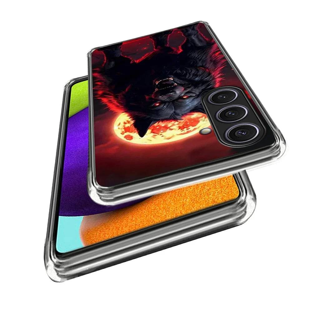 For Samsung Galaxy S25 Case IMD Pattern Printed Shockproof TPU Phone Cover - Black Wolf - 2
