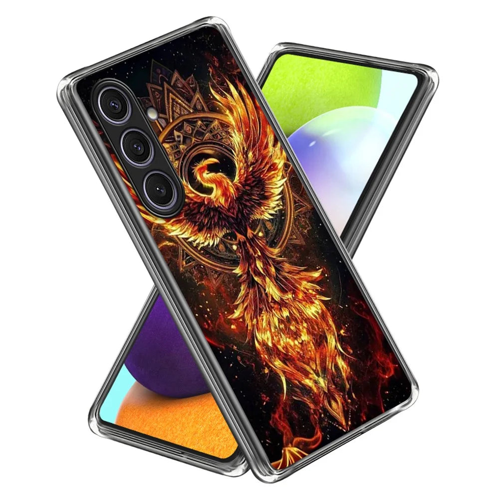 For Samsung Galaxy S25+ Case IMD Pattern Printed Shockproof TPU Phone Cover - Phoenix - 1
