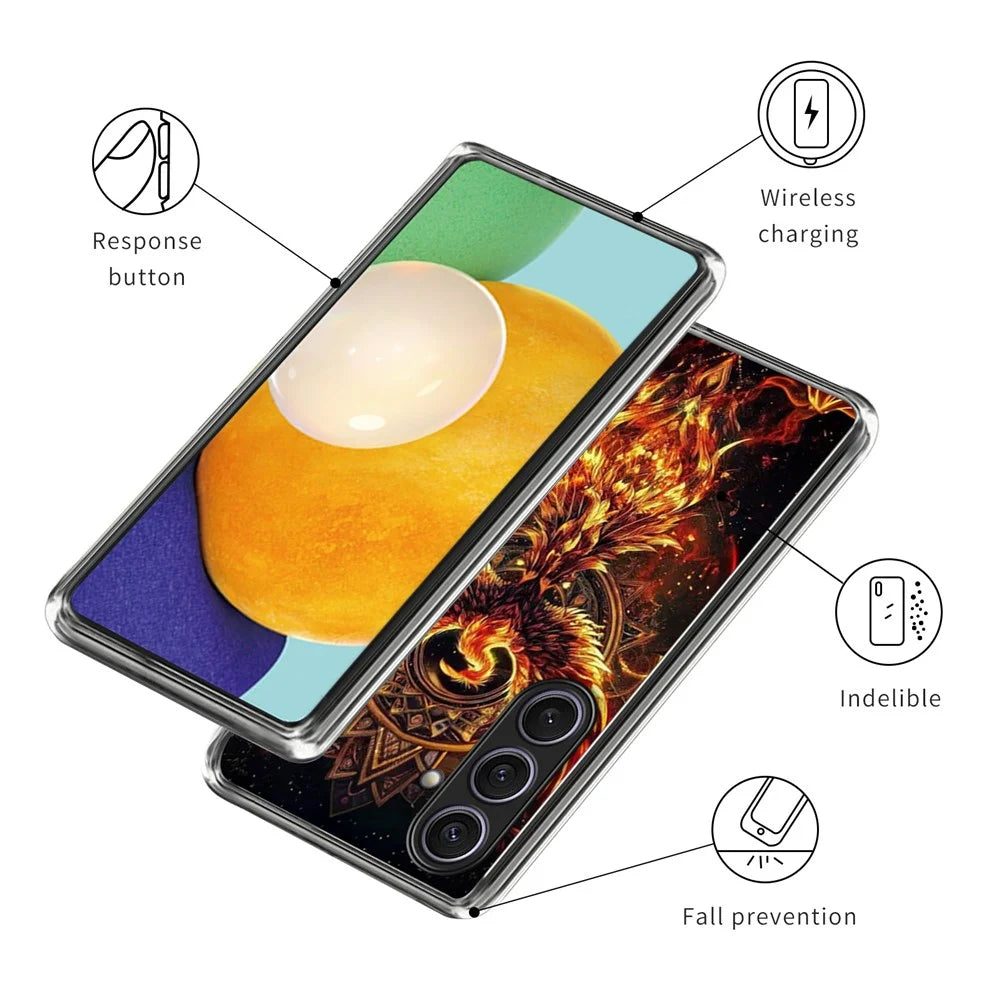 For Samsung Galaxy S25+ Case IMD Pattern Printed Shockproof TPU Phone Cover - Phoenix - 3