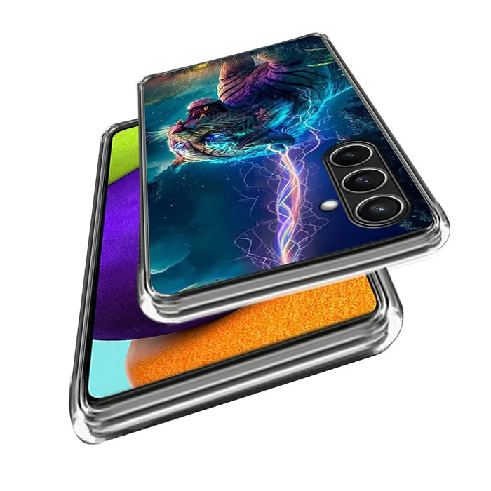 For Samsung Galaxy S24 FE Case IMD Pattern Printed Shockproof TPU Phone Cover - Lightning Tiger - 2
