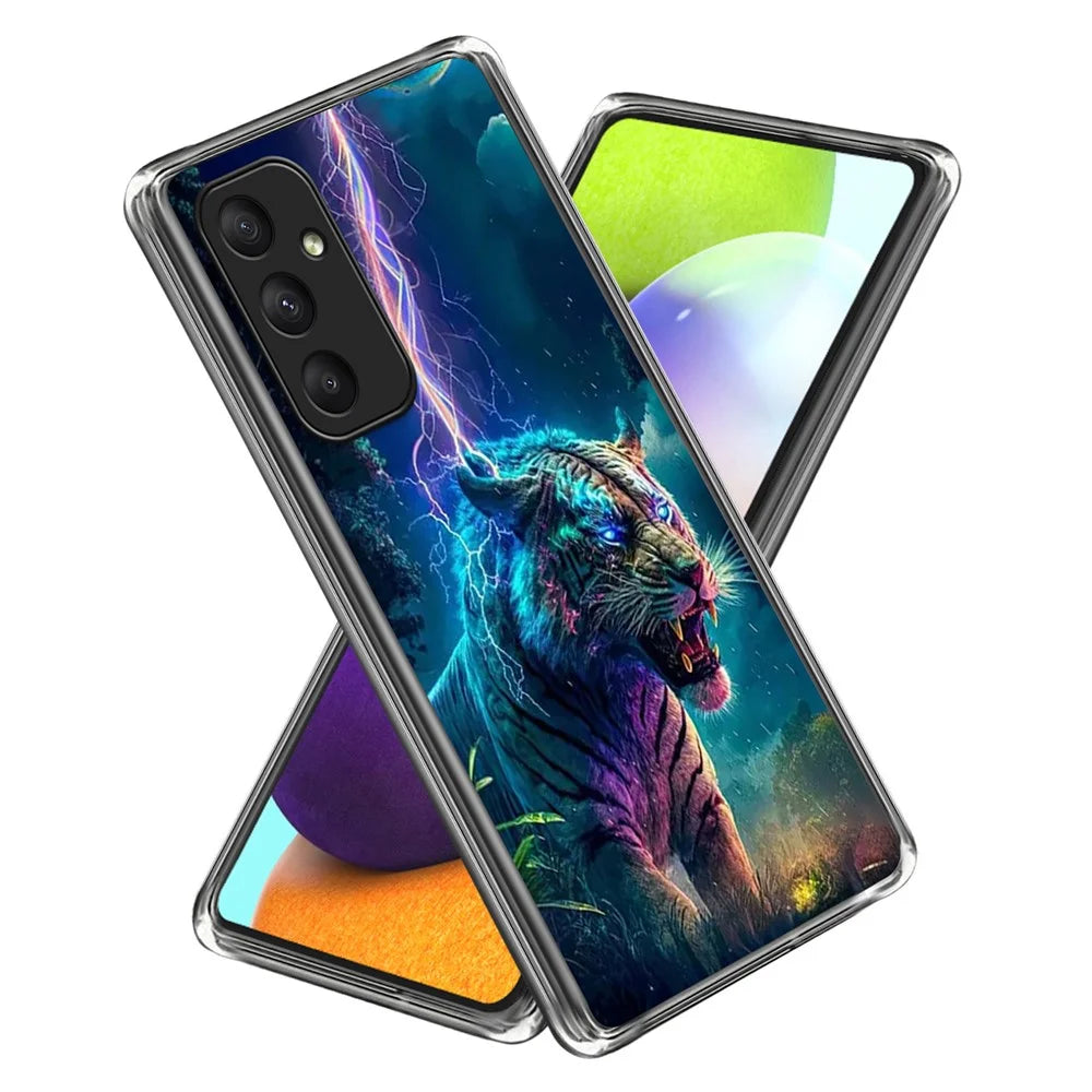 For Samsung Galaxy A36 5G Case IMD Pattern Printed Shockproof TPU Phone Cover - Lightning Tiger - 1