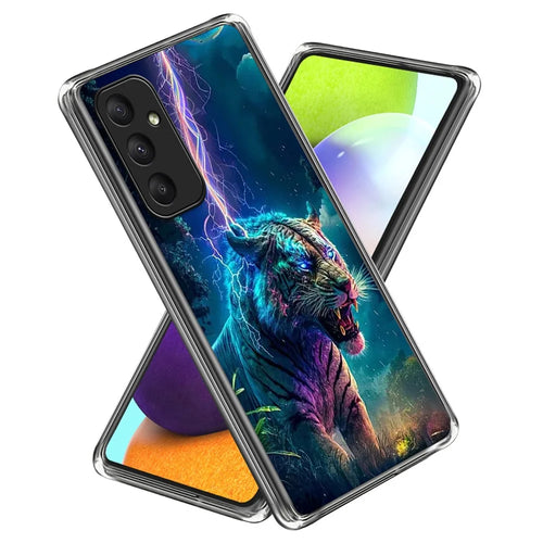 For Samsung Galaxy A35 5G Case IMD Pattern Printed Shockproof TPU Phone Cover - Lightning Tiger - 1