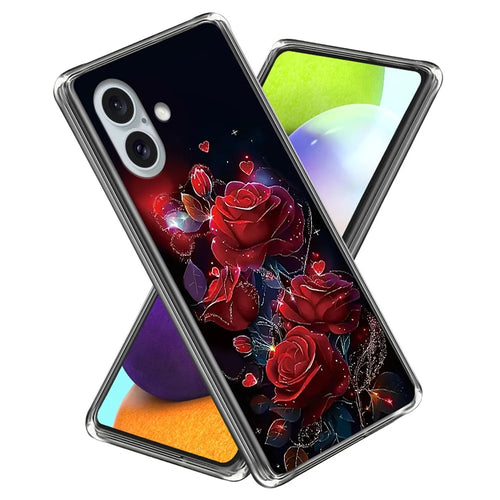 For iPhone 16 Case IMD Pattern Printing TPU Shockproof Phone Cover - Red Roses - 1