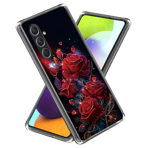 For Samsung Galaxy A55 5G Case Pattern Printed Shockproof TPU Phone Cover - Red Rose - 1
