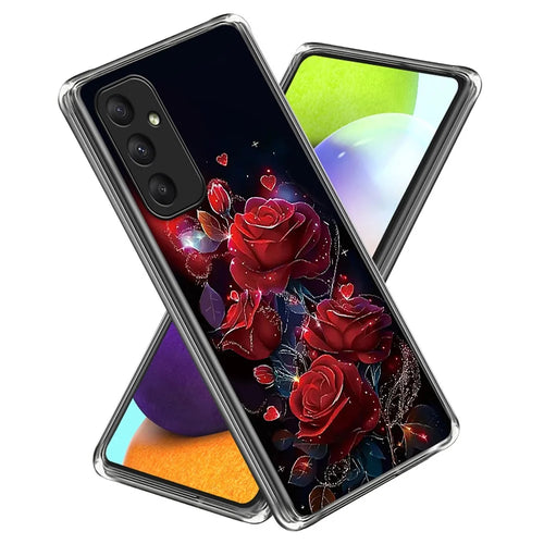 For Samsung Galaxy A35 5G Case Pattern Printed IMD Shockproof TPU Phone Cover - Red Rose - 1