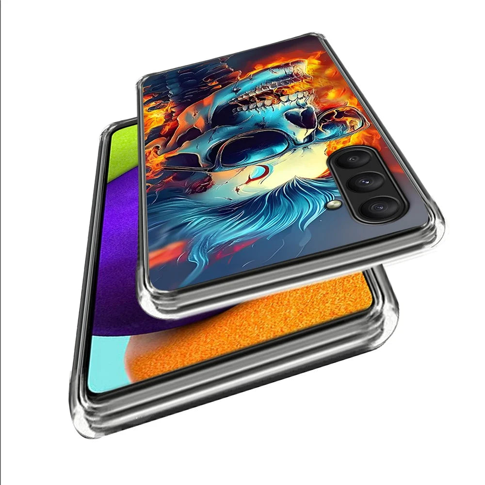 For Samsung Galaxy A25 5G (Global) (161.0 x 76.5 x 8.3mm) Case IMD Pattern Printing TPU Shockproof Phone Cover - Flame Skull - 2