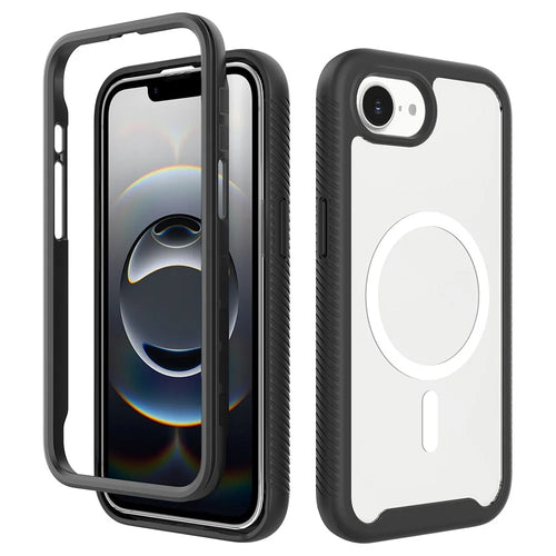 For iPhone 17e / 16e Case PC + TPU Protective Phone Cover Support Wireless Charging - Black - 1