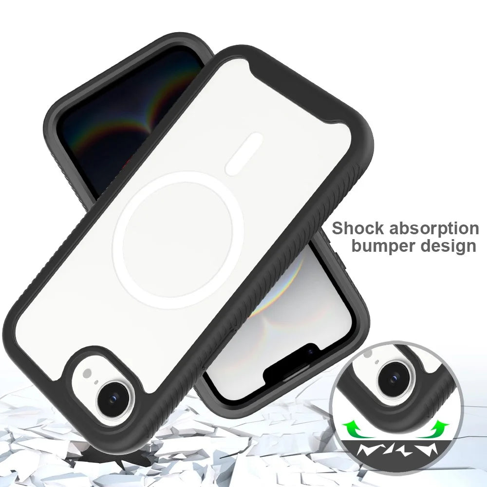 For iPhone 17e / 16e Case PC + TPU Protective Phone Cover Support Wireless Charging - Black - 4