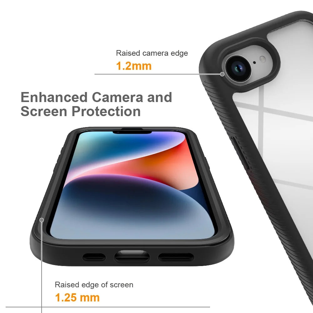 For iPhone 17e / 16e Case PC + TPU Protective Phone Cover Support Wireless Charging - Black - 5