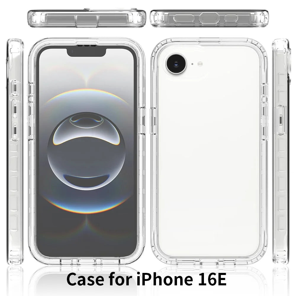 For iPhone 17e / 16e Case Built-In PET Screen Protector PC+TPU Full Body Shockproof Phone Cover - Purple - 5