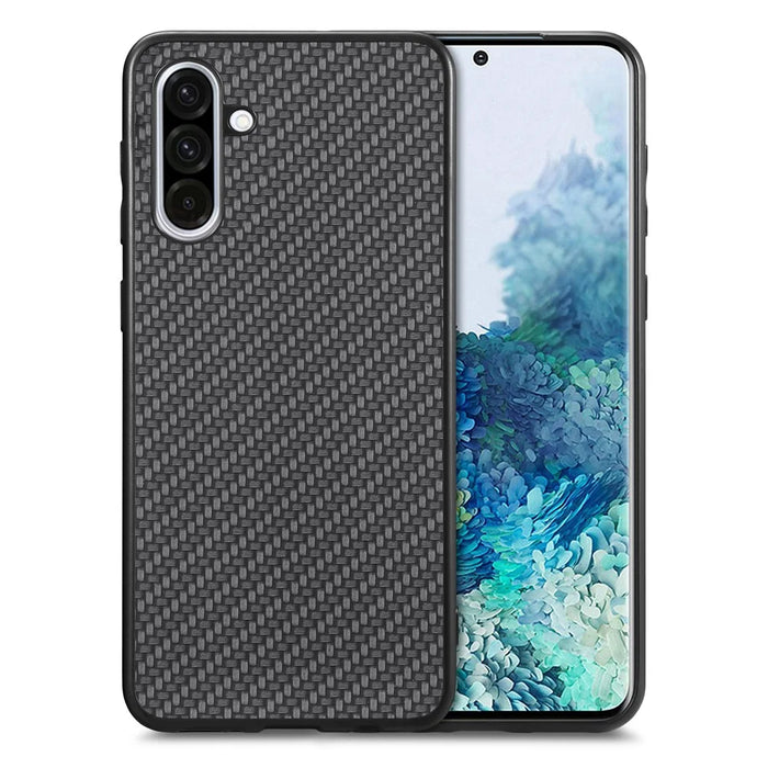 For Samsung Galaxy A36 5G Case Carbon Fiber Texture PU+PC+TPU Phone Back Cover - Black - 1