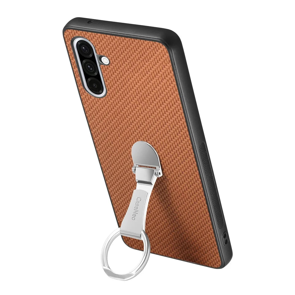 CASENEO For Samsung Galaxy A56 5G Case Folding Kickstand Leather Back Cover Carbon Fiber Texture - Brown - 2