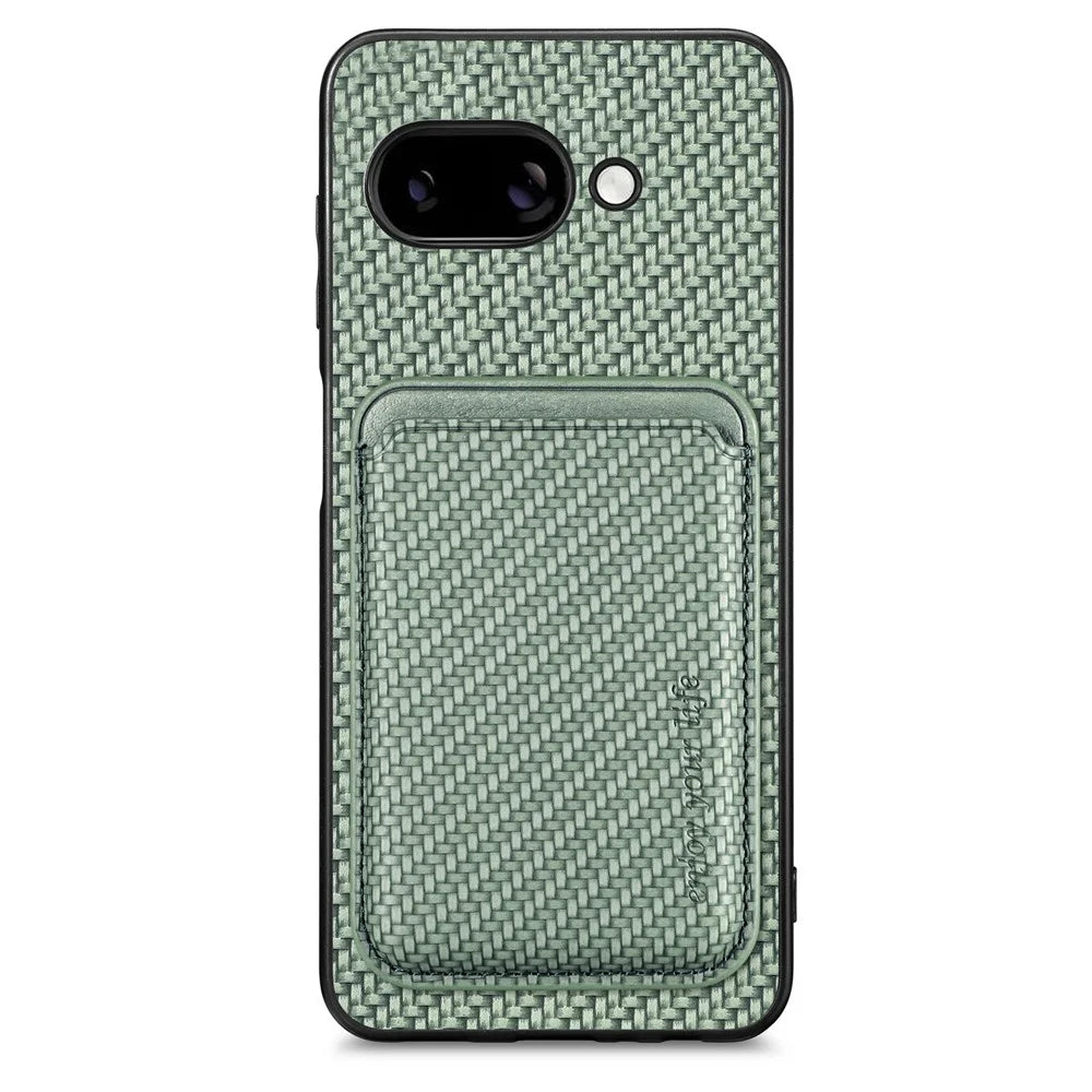 For Google Pixel 9a Case Magnetic Detachable Card Holder Phone Back Cover - Green - 1