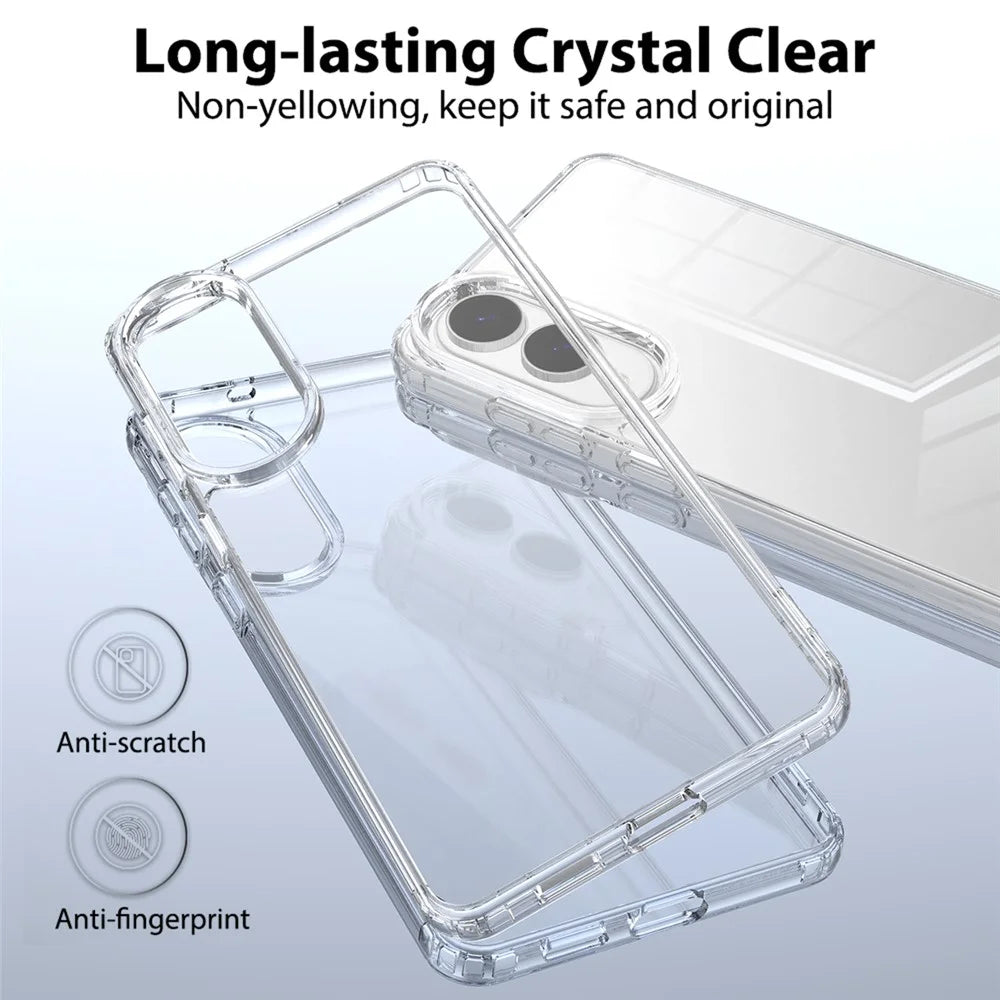 For Samsung Galaxy S25 Edge Clear Phone Case TPU+Acrylic Shockproof Phone Back Cover - Clear - 3
