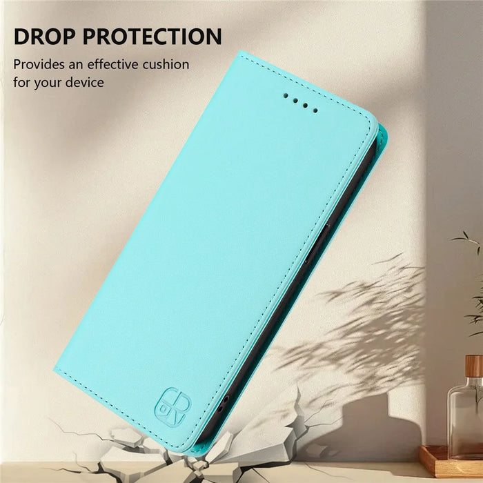 For Samsung Galaxy A26 5G Leather Case RINACASIS RC01 Phone Cover with RFID Blocking Wallet Stand - Mint Green - 6